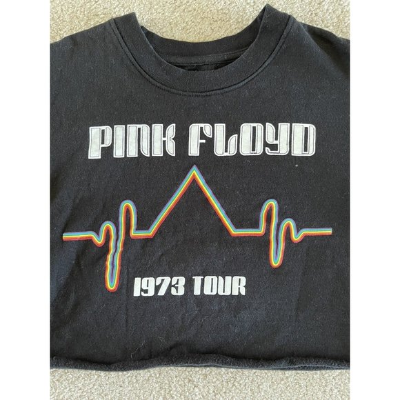 Pink Floyd Cropped Sweatshirt Black Crew Neck Long Sleeve 1973 Tour Music Rock - Picture 3 of 7